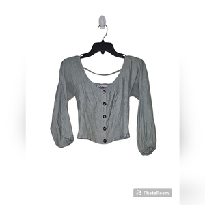 Crave Fame Green Buttoned Crop Top Womens‎ Size M